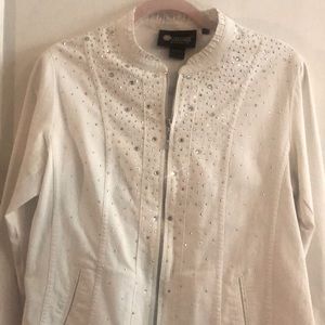 Christine Alexander white denim studded jacket